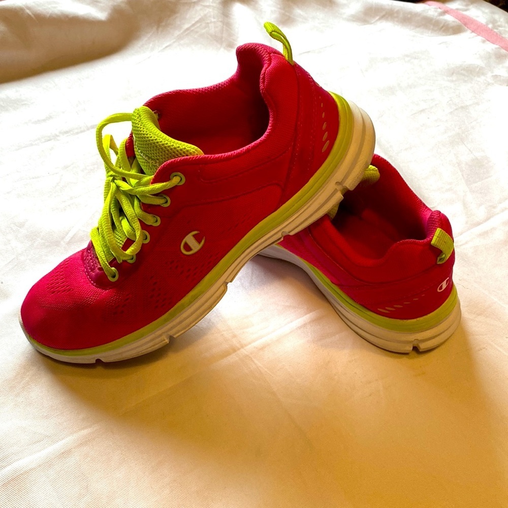 Champion Women's Pink Yellow Neon Lace Up Sneakers 8.5